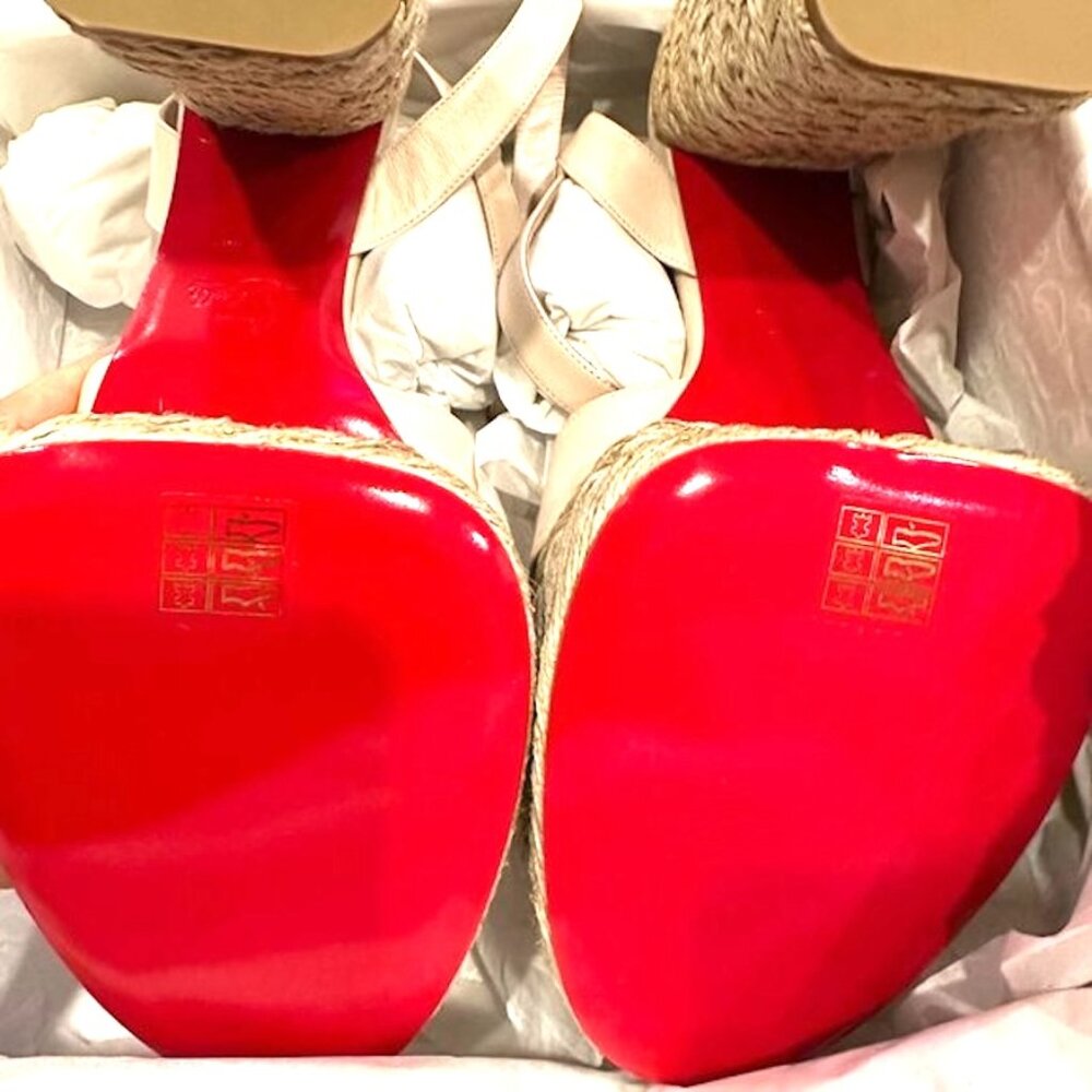 Christian Louboutin SUPER MARIZA 130 Platform Heels Espadrille Sandal Shoes - Picture 12 of 15